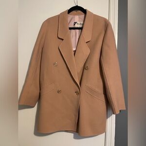 Vintage Light pink  soft wool Double-Breasted Blazer